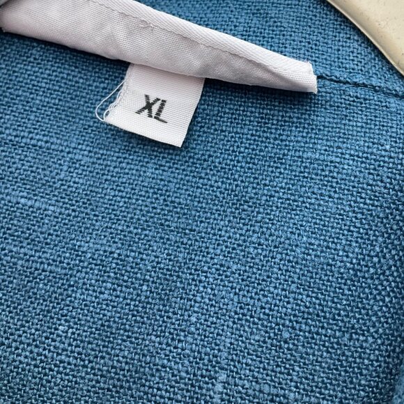 Bryn Walker Womens XL Linen Jacket Blue Teal Turquoise Made In USA Lagenlook - Picture 4 of 12